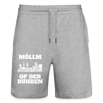 Möllm op der Ruhren Mülheim an der Ruhr Ruhrpott - Stanley/Stella Trainer Unisex Organic Jogging Shorts - heather grey - Front - Nik (191cm) & Marisol (170cm)