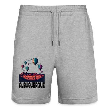 Albuquerque Ballon New Mexico Heißluftballon - Stanley/Stella Unisex Bio Joggingshorts Trainer  - Grau meliert - Vorne - Nik (191cm) & Marisol (170cm)
