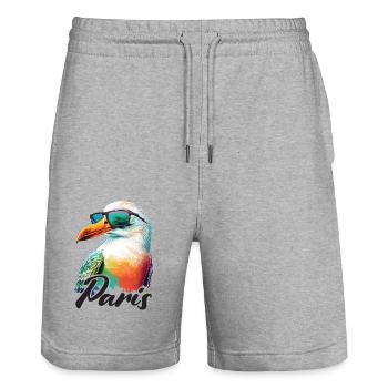Paris Frankreich Urlaub Möwe mit Sonnenbrille - Stanley/Stella Unisex Bio Joggingshorts Trainer  - Grau meliert - Vorne - Nik (191cm) & Marisol (170cm)