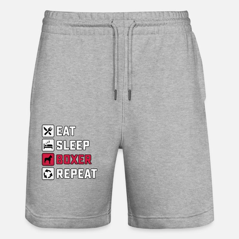 Eat Sleep Boxer Repeat - Stanley/Stella Unisex Bio Joggingshorts Trainer - Grau meliert