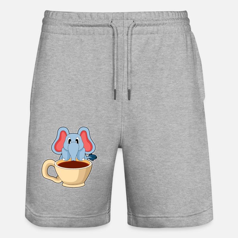 Elephant Coffee - Stanley/Stella Trainer Unisex Organic Jogging Shorts - heather grey