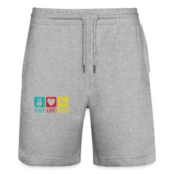Peace Love Dodo Bird from Mauritius - Stanley/Stella Trainer Unisex Organic Jogging Shorts - heather grey - Front - Nik (191cm) & Marisol (170cm)