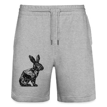 Geometric Lines Rabbit Rabbit Head - Stanley/Stella Trainer Unisex Organic Jogging Shorts - heather grey - Front - Nik (191cm) & Marisol (170cm)