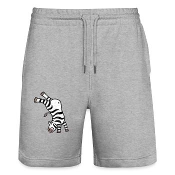 Kawaii Zebra Handstand Design - Stanley/Stella Unisex Bio Joggingshorts Trainer  - Grau meliert - Vorne - Nik (191cm) & Marisol (170cm)