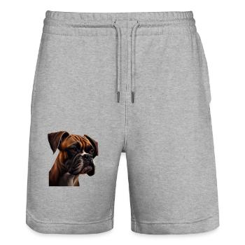 Boxer Hundebesitzer Hund Hunde Hunderasse Boxer - Stanley/Stella Unisex Bio Joggingshorts Trainer  - Grau meliert - Vorne - Nik (191cm) & Marisol (170cm)