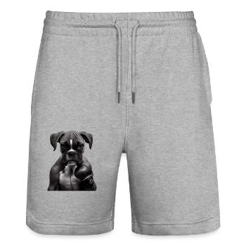 Boxer Hundebesitzer Hund Hunde Hunderasse Boxer - Stanley/Stella Unisex Bio Joggingshorts Trainer  - Grau meliert - Vorne - Nik (191cm) & Marisol (170cm)
