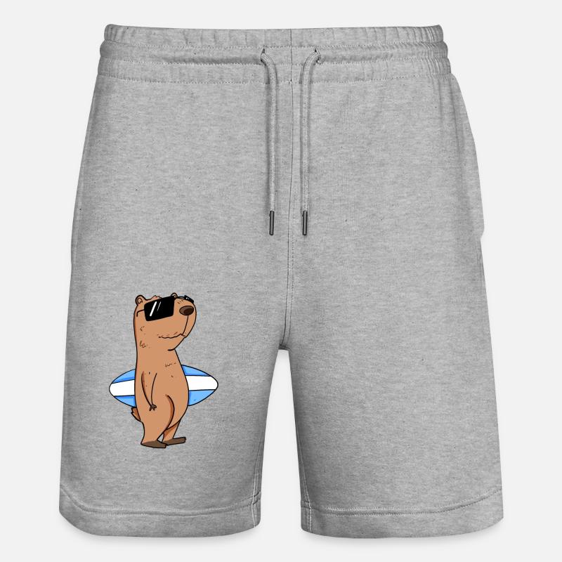 Motif de surfeur Capybara capybara - Short de jogging bio TRAINER Stanley/Stella unisexe - gris chiné