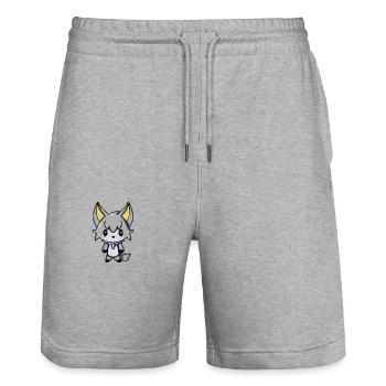 Wolf Wolfshund Vampir Emo - Stanley/Stella Unisex Bio Joggingshorts Trainer  - Grau meliert - Vorne - Nik (191cm) & Marisol (170cm)