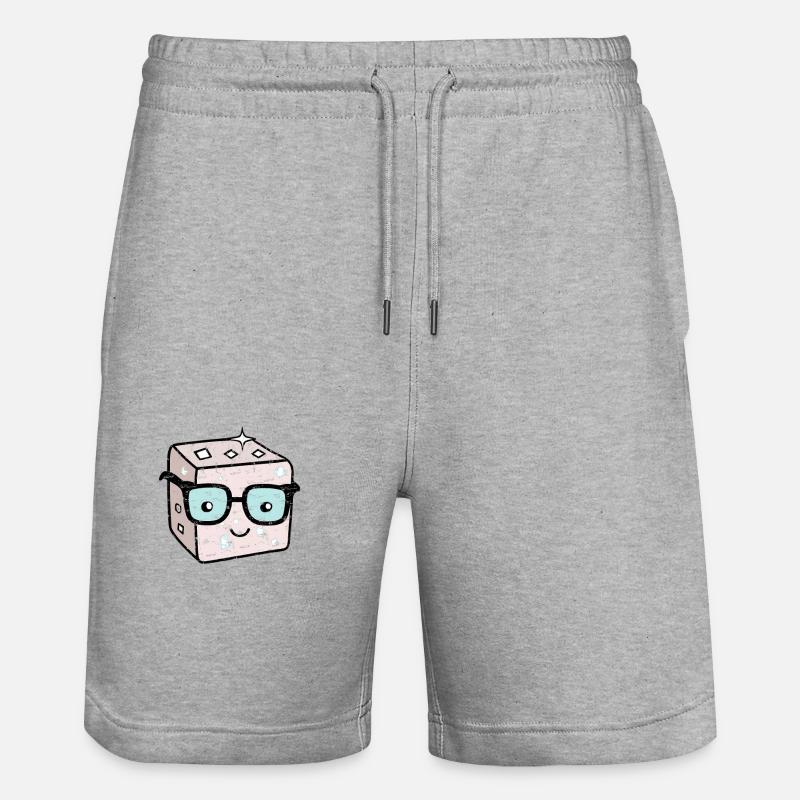 Sweet Sugar Cube Nerd Refined - Stanley/Stella Trainer Unisex Organic Jogging Shorts - heather grey