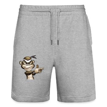 Gangster Monkey Graffity Hand Gun T-Shirt - Short de jogging bio TRAINER Stanley/Stella unisexe - gris chiné - Devant - Nik (191cm) & Marisol (170cm)
