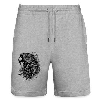 Perroquet Vintage Portrait d’oiseau Dessin - Short de jogging bio TRAINER Stanley/Stella unisexe - gris chiné - Devant - Nik (191cm) & Marisol (170cm)