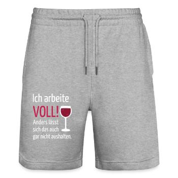 Ich arbeite voll anders ist es nicht auszuhalten - Stanley/Stella Unisex Bio Joggingshorts Trainer  - Grau meliert - Vorne - Nik (191cm) & Marisol (170cm)