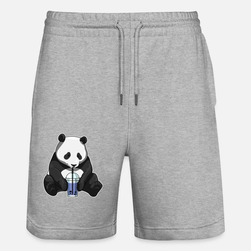 Panda Bubble Tea - Stanley/Stella Unisex Bio Joggingshorts Trainer  - Grau meliert