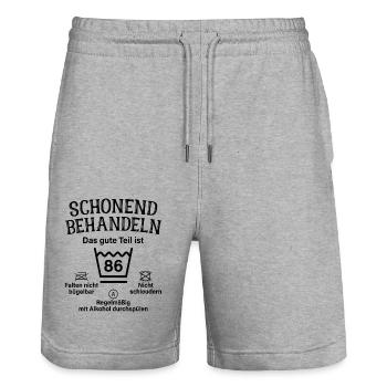 86. Geburtstag Schonend Behandeln 86 Teil Ist 86 - Stanley/Stella Unisex Bio Joggingshorts Trainer  - Grau meliert - Vorne - Nik (191cm) & Marisol (170cm)