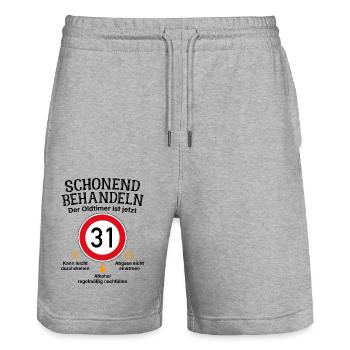 31. Geburtstag Schonend Behandeln Oldtimer Ist 31 - Stanley/Stella Unisex Bio Joggingshorts Trainer  - Grau meliert - Vorne - Nik (191cm) & Marisol (170cm)