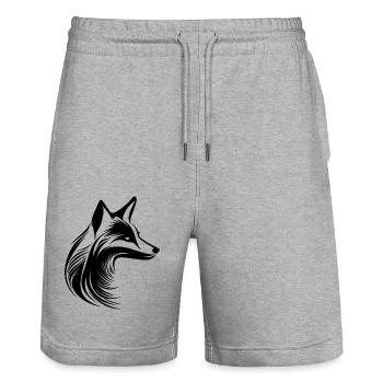 Schönes Tattoo Fuchs Porträt - Stanley/Stella Unisex Bio Joggingshorts Trainer  - Grau meliert - Vorne - Nik (191cm) & Marisol (170cm)