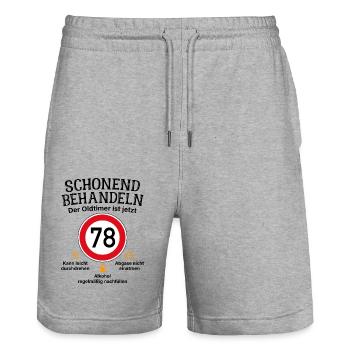 78. Geburtstag Schonend Behandeln Oldtimer Ist 78 - Stanley/Stella Unisex Bio Joggingshorts Trainer  - Grau meliert - Vorne - Nik (191cm) & Marisol (170cm)