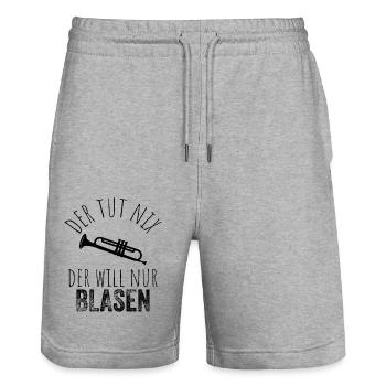 Der tut nix der will nur Blasen - Stanley/Stella Unisex Bio Joggingshorts Trainer  - Grau meliert - Vorne - Nik (191cm) & Marisol (170cm)
