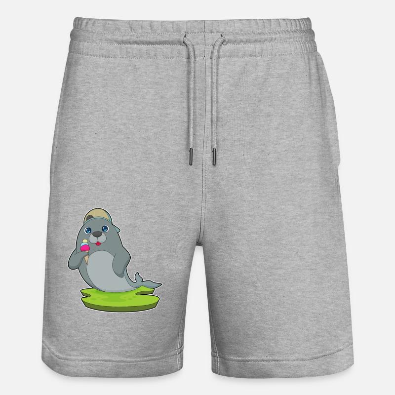 Seehund Eiswaffel - Stanley/Stella Unisex Bio Joggingshorts Trainer - Grau meliert