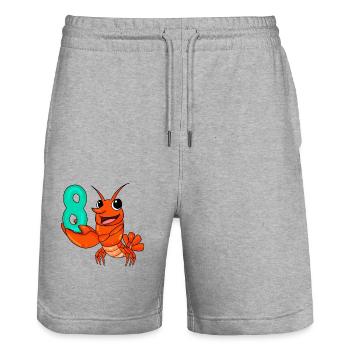 Homard motif 8e anniversaire - huit ans - Short de jogging bio TRAINER Stanley/Stella unisexe - gris chiné - Devant - Nik (191cm) & Marisol (170cm)