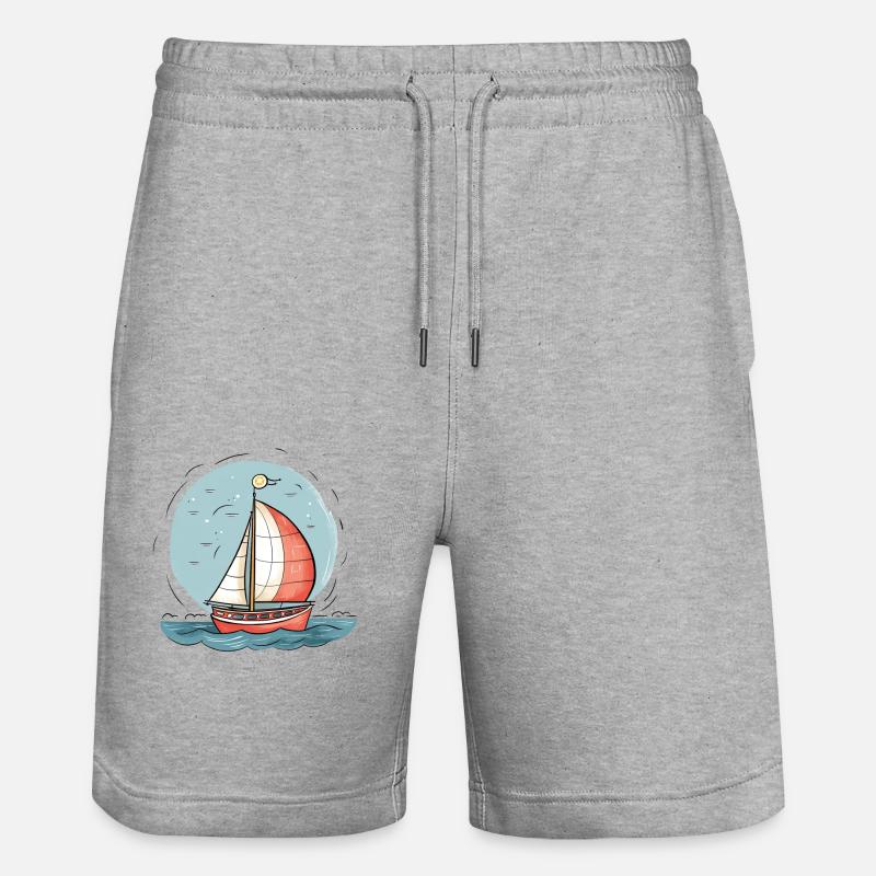 Segelboot - Stanley/Stella Unisex Bio Joggingshorts Trainer  - Grau meliert