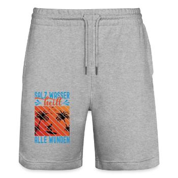 Salz Wasser heilt alle Wunden - Stanley/Stella Unisex Bio Joggingshorts Trainer  - Grau meliert - Vorne - Nik (191cm) & Marisol (170cm)