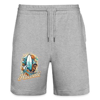 Hawaii Surfen Surfing für Surfer - Stanley/Stella Unisex Bio Joggingshorts Trainer  - Grau meliert - Vorne - Nik (191cm) & Marisol (170cm)