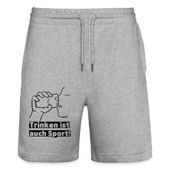 Trinken ist auch Sport! Party, Mallorca, JGA! - Stanley/Stella Unisex Bio Joggingshorts Trainer  - Grau meliert - Vorne - Nik (191cm) & Marisol (170cm)