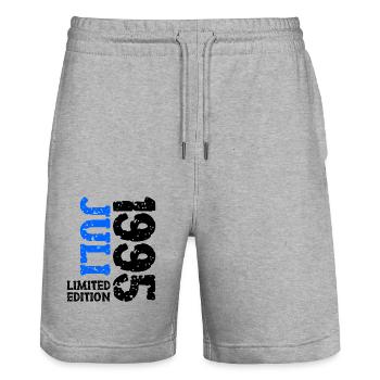 1995 Juli Limited Edition Geburtstag Geschenk - Stanley/Stella Unisex Bio Joggingshorts Trainer  - Grau meliert - Vorne - Nik (191cm) & Marisol (170cm)