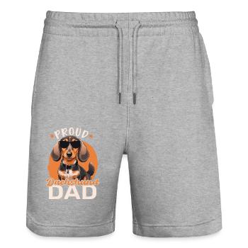 Proud Dachshund Dad - Stanley/Stella Unisex Bio Joggingshorts Trainer  - Grau meliert - Vorne - Nik (191cm) & Marisol (170cm)