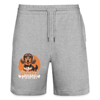 Dackel Mama - Stanley/Stella Unisex Bio Joggingshorts Trainer  - Grau meliert - Vorne - Nik (191cm) & Marisol (170cm)