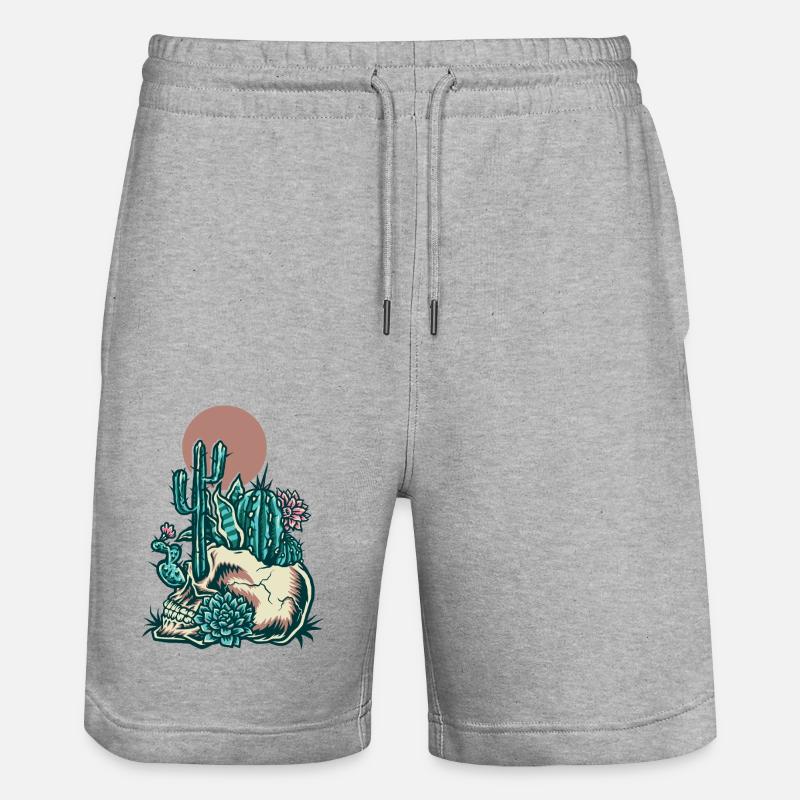 Crâne avec cactus - Short de jogging bio TRAINER Stanley/Stella unisexe - gris chiné