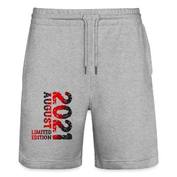 2021 August Limited Edition 2. Geburtstag Outfit - Stanley/Stella Unisex Bio Joggingshorts Trainer  - Grau meliert - Vorne - Nik (191cm) & Marisol (170cm)