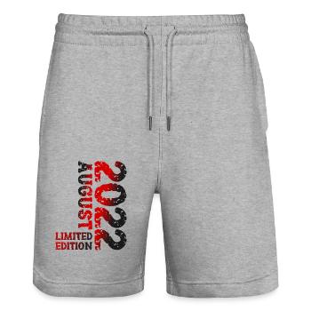 2022 August Limited Edition 1. Geburtstag Outfit - Stanley/Stella Unisex Bio Joggingshorts Trainer  - Grau meliert - Vorne - Nik (191cm) & Marisol (170cm)