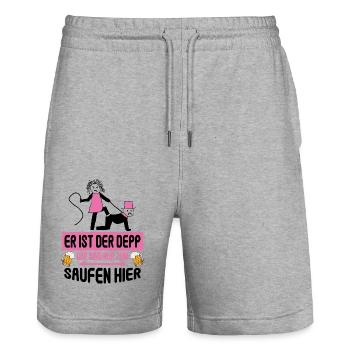 Junggesellenabschied Poltern Polterabend JGA - Stanley/Stella Unisex Bio Joggingshorts Trainer  - Grau meliert - Vorne - Nik (191cm) & Marisol (170cm)