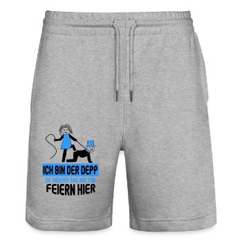 Junggesellenabschied Poltern Polterabend JGA - Stanley/Stella Unisex Bio Joggingshorts Trainer  - Grau meliert - Vorne - Nik (191cm) & Marisol (170cm)