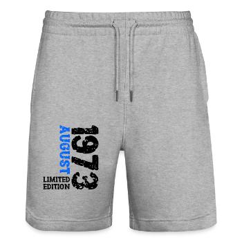 1973 August Limited Edition 50. Geburtstag Outfit - Stanley/Stella Unisex Bio Joggingshorts Trainer  - Grau meliert - Vorne - Nik (191cm) & Marisol (170cm)