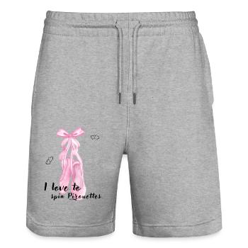 I love to spin Pirouettes für Ballerinas - Stanley/Stella Unisex Bio Joggingshorts Trainer  - Grau meliert - Vorne - Nik (191cm) & Marisol (170cm)
