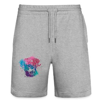 Colorful Splash Art Dog Lover Labrador Retriever - Stanley/Stella Trainer Unisex Organic Jogging Shorts - heather grey - Front - Nik (191cm) & Marisol (170cm)