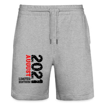2021 August Limited Edition 2. Geburtstag Outfit - Stanley/Stella Unisex Bio Joggingshorts Trainer  - Grau meliert - Vorne - Nik (191cm) & Marisol (170cm)