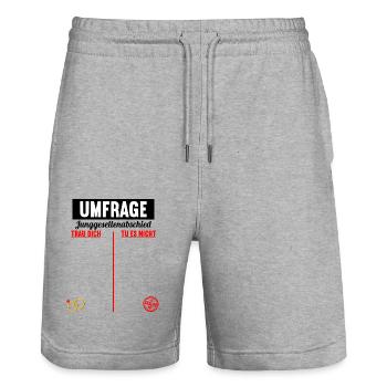 Junggesellenabschied Polterabend JGA Männer - Stanley/Stella Unisex Bio Joggingshorts Trainer  - Grau meliert - Vorne - Nik (191cm) & Marisol (170cm)