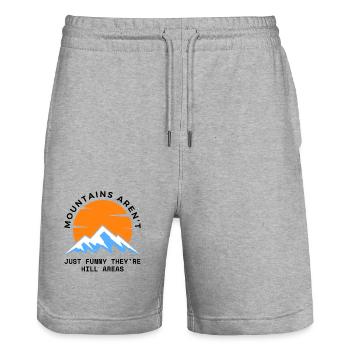 Mountains Aren't Just Funny They're Hill Areas - Stanley/Stella Trainer Unisex Organic Jogging Shorts - heather grey - Front - Nik (191cm) & Marisol (170cm)