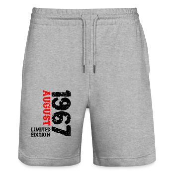 1967 August Limited Edition 56. Geburtstag Outfit - Stanley/Stella Unisex Bio Joggingshorts Trainer  - Grau meliert - Vorne - Nik (191cm) & Marisol (170cm)