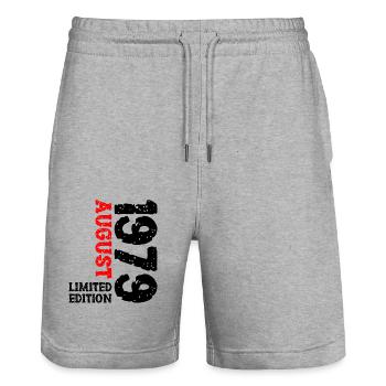 1979 August Limited Edition 44. Geburtstag Outfit - Stanley/Stella Unisex Bio Joggingshorts Trainer  - Grau meliert - Vorne - Nik (191cm) & Marisol (170cm)