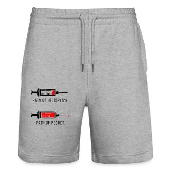 Douleur de la discipline Regret Discipline Fitness Succès - Short de jogging bio TRAINER Stanley/Stella unisexe - gris chiné - Devant - Nik (191cm) & Marisol (170cm)
