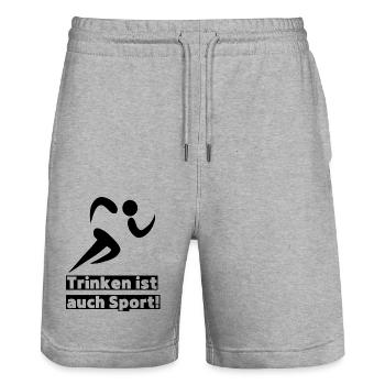 Trinken ist auch Sport! Party, Mallorca, JGA! - Stanley/Stella Unisex Bio Joggingshorts Trainer  - Grau meliert - Vorne - Nik (191cm) & Marisol (170cm)