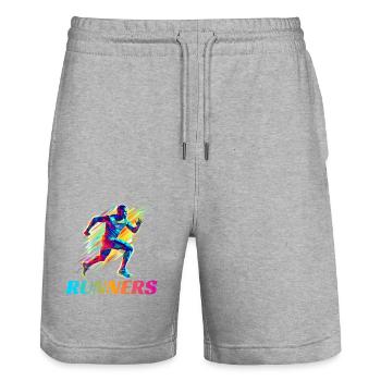 Dynamische Läufer Lauf Wettkampf - Stanley/Stella Unisex Bio Joggingshorts Trainer  - Grau meliert - Vorne - Nik (191cm) & Marisol (170cm)