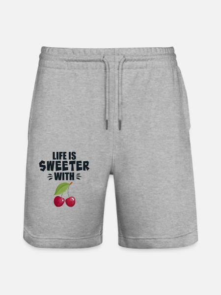 Life Is Sweeter With Cherry - Stanley/Stella Trainer Unisex Organic Jogging Shorts - heather grey
