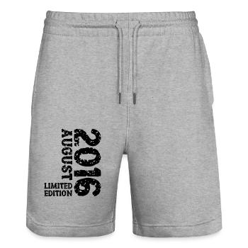 2016 August Limited Edition 7th Birthday Outfit - Stanley/Stella Trainer Unisex Organic Jogging Shorts - heather grey - Front - Nik (191cm) & Marisol (170cm)