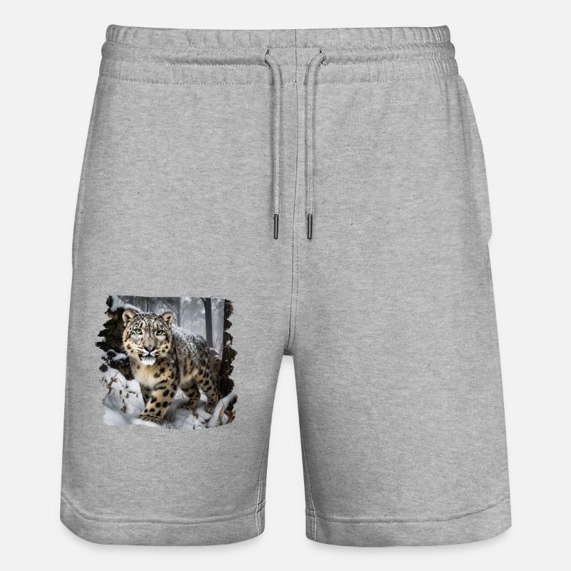 Snow Leopard Snow Leopard - Stanley/Stella Trainer Unisex Organic Jogging Shorts - heather grey